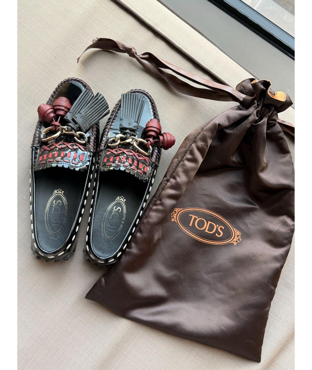 TOD'S Бордовые лоферы из лакированной кожи, фото 6