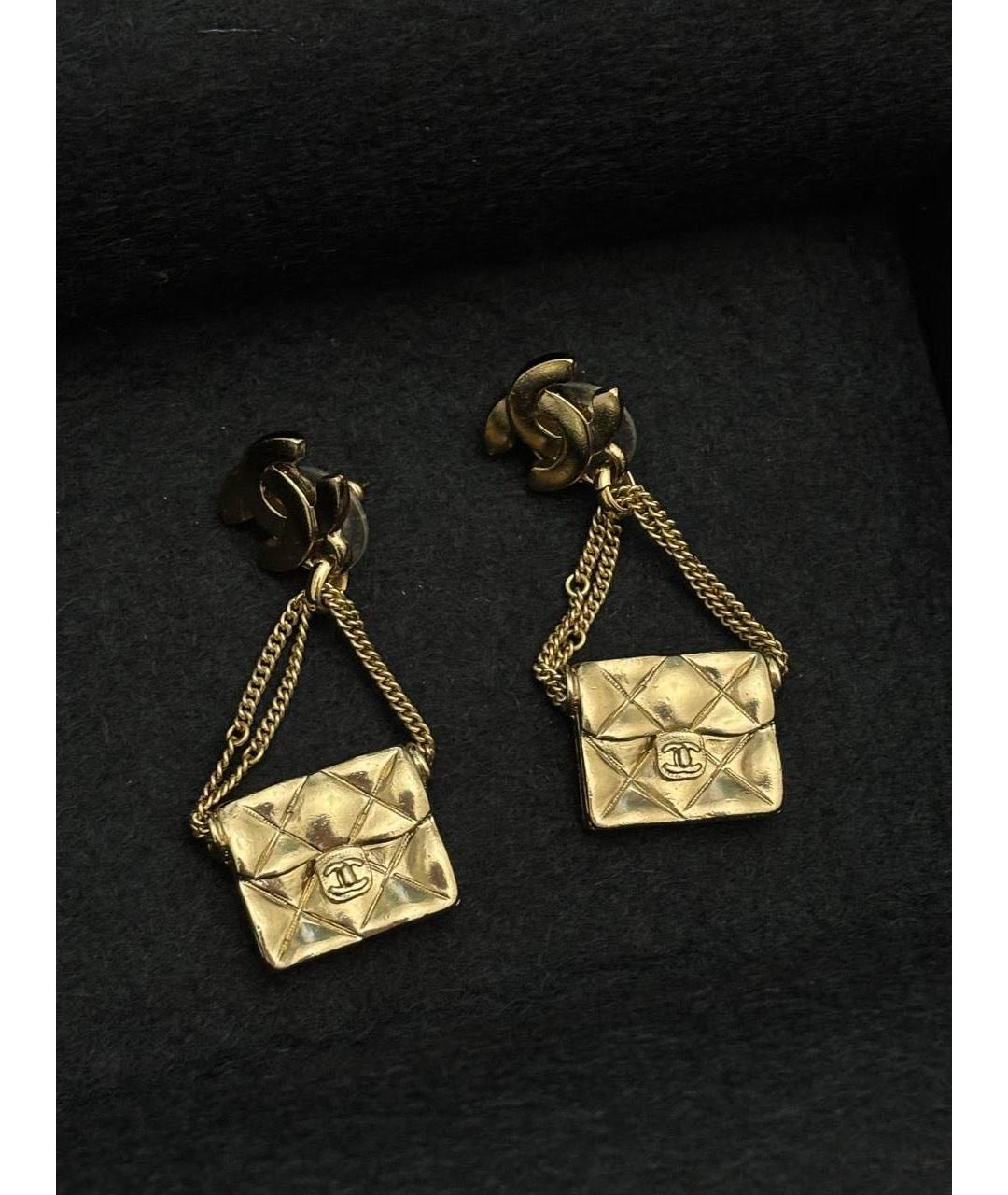 CHANEL Золотые металлические серьги, фото 5