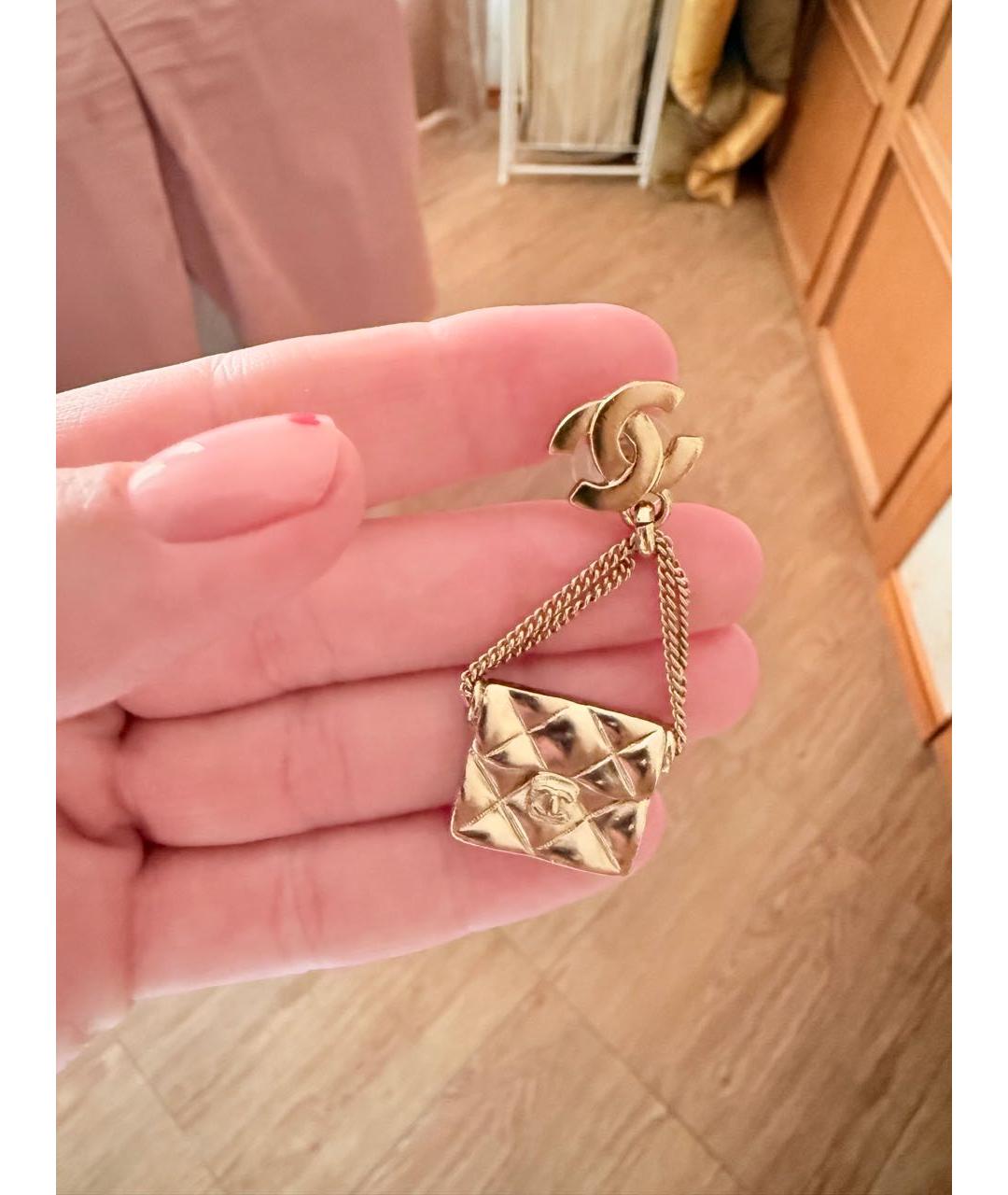 CHANEL Золотые металлические серьги, фото 6