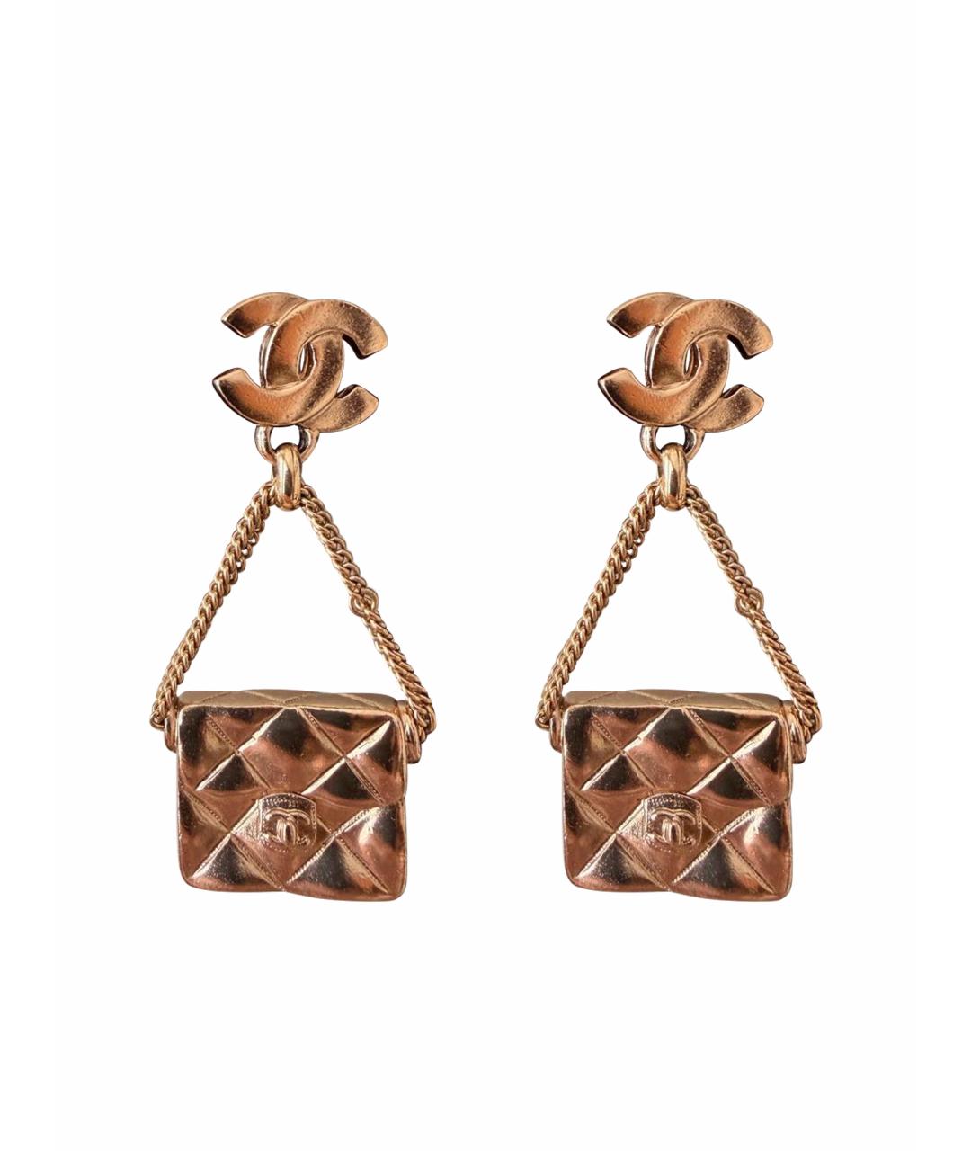 CHANEL Золотые металлические серьги, фото 1