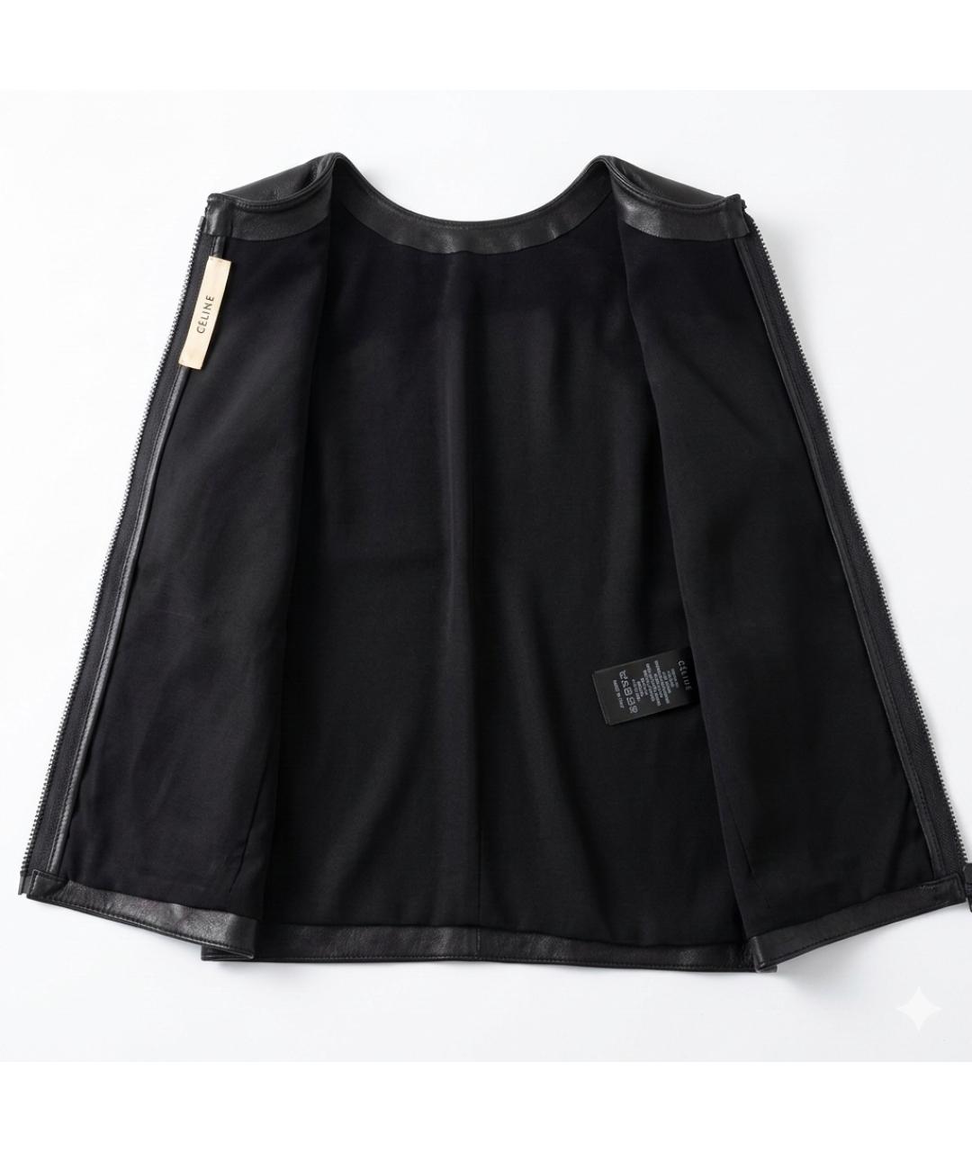 CELINE Черный кожаный жакет/пиджак, фото 3