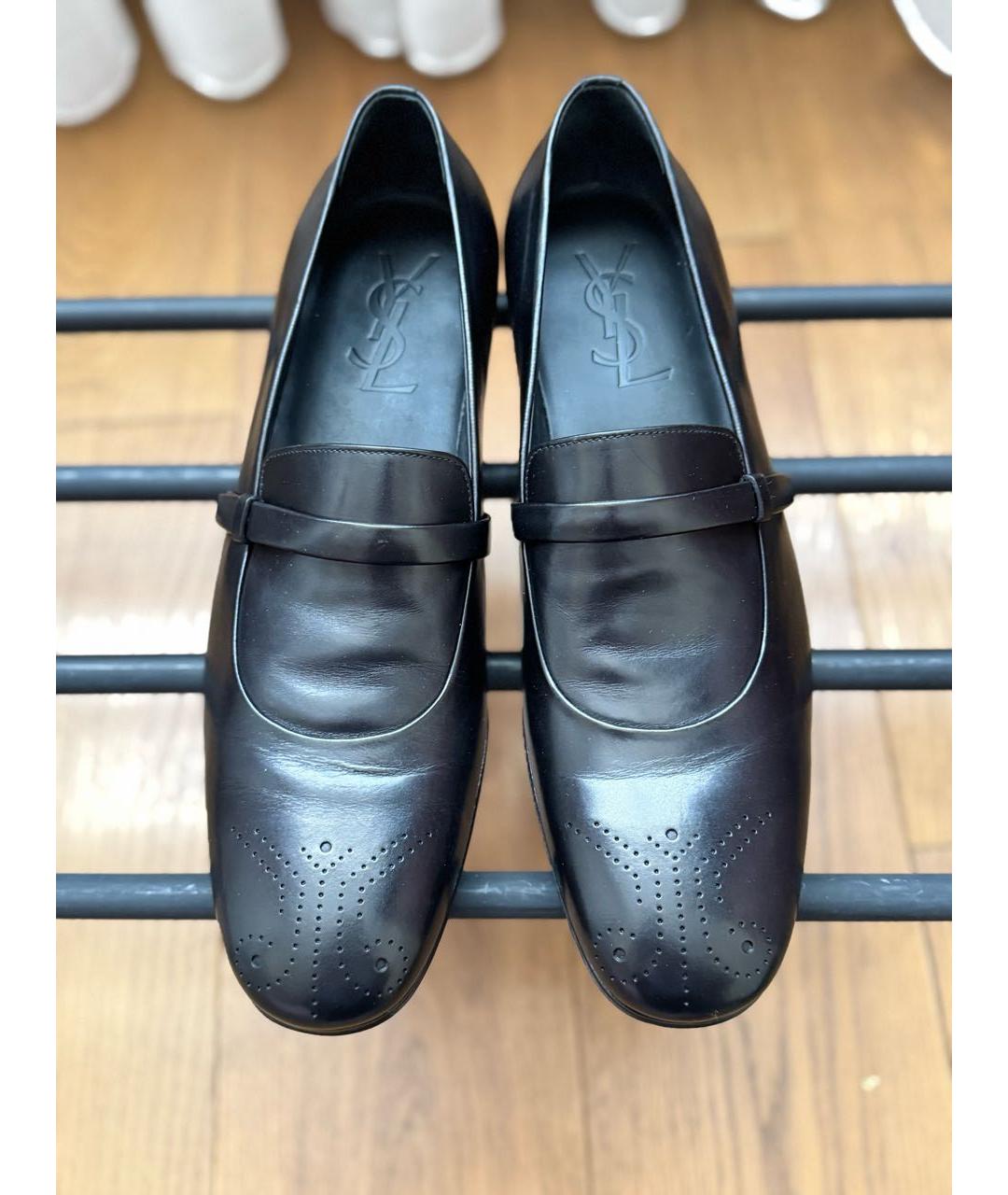 SAINT LAURENT Черные кожаные туфли, фото 3