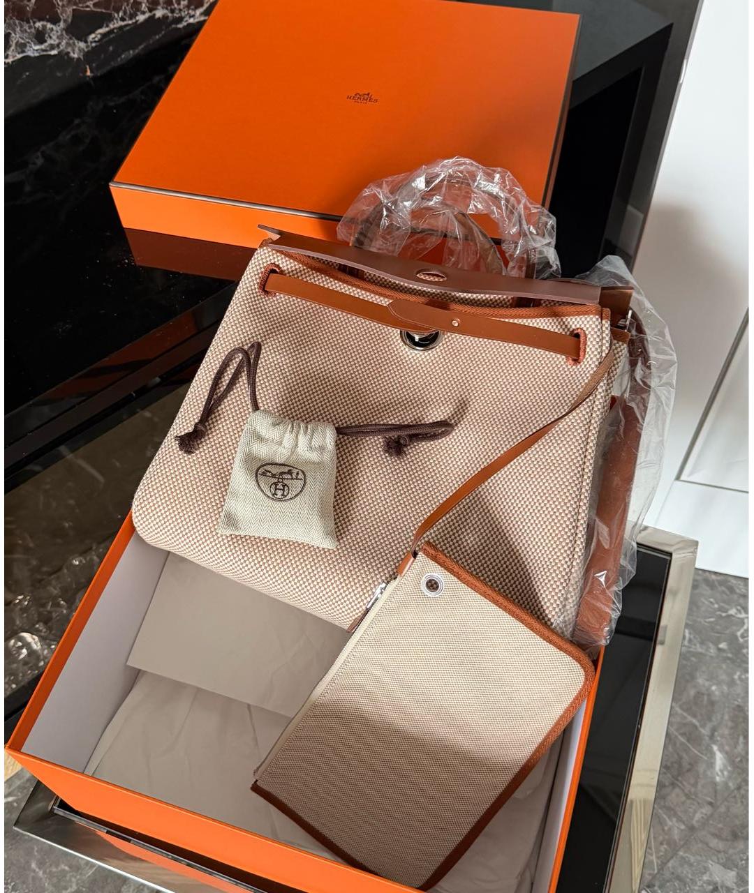 HERMES Бежевая сумка с короткими ручками, фото 5