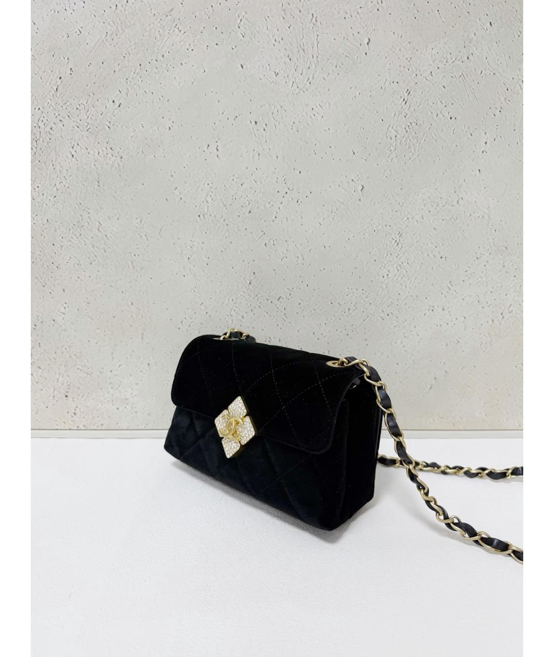 CHANEL Черная бархатная сумка через плечо, фото 4
