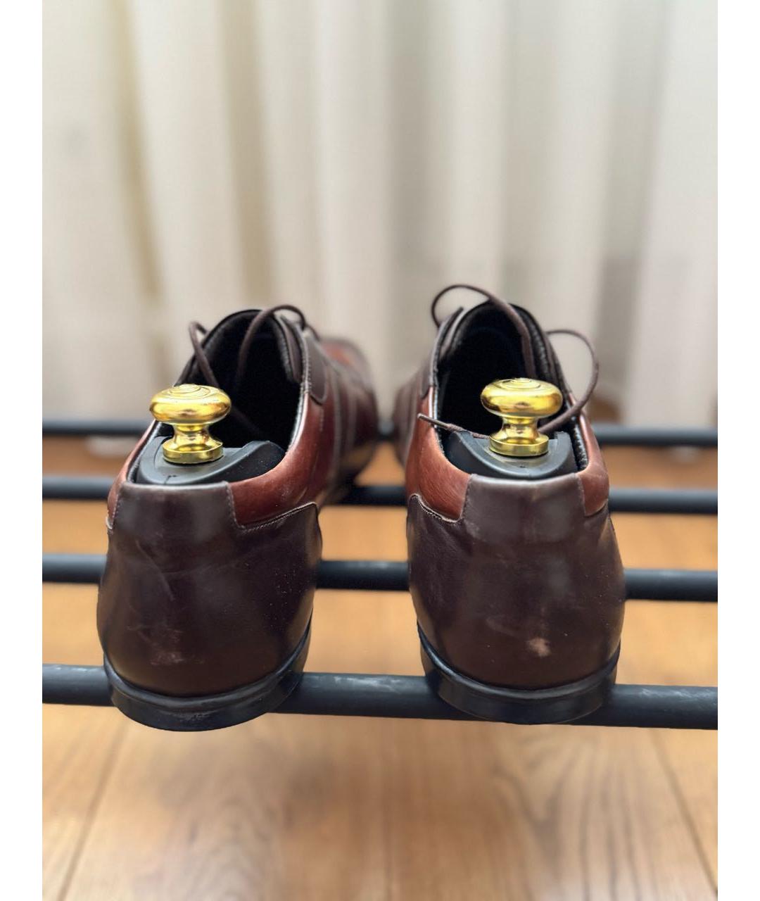 ZILLI Коричневые кожаные высокие кроссовки / кеды, фото 4