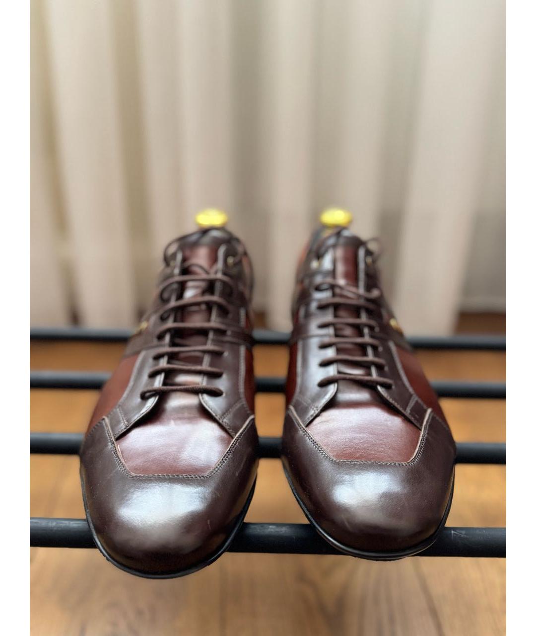 ZILLI Коричневые кожаные высокие кроссовки / кеды, фото 2