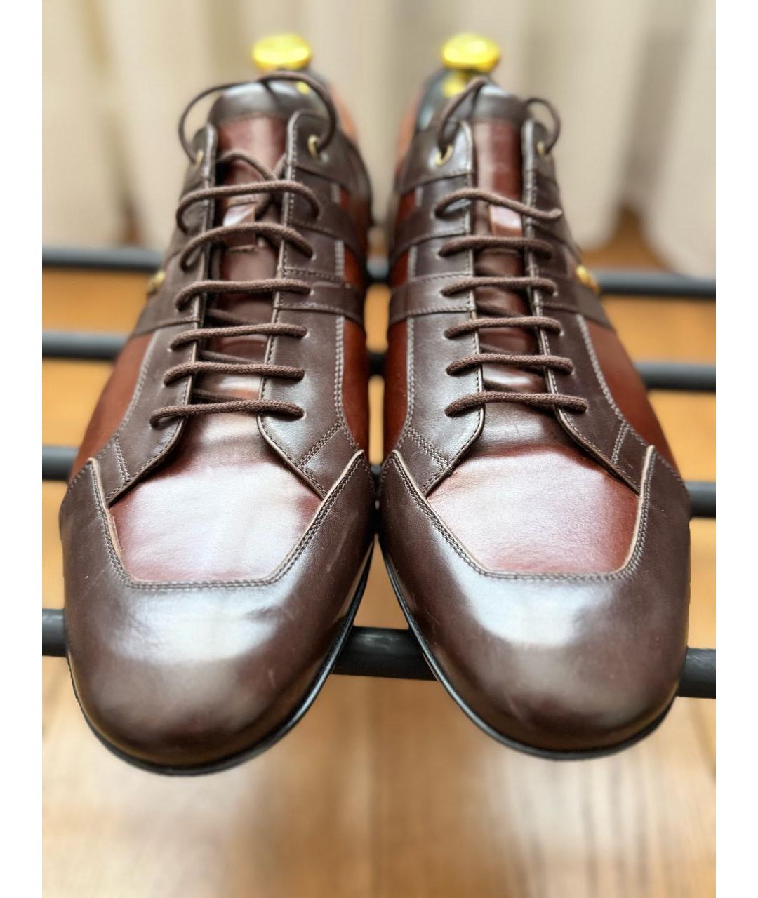ZILLI Коричневые кожаные высокие кроссовки / кеды, фото 6