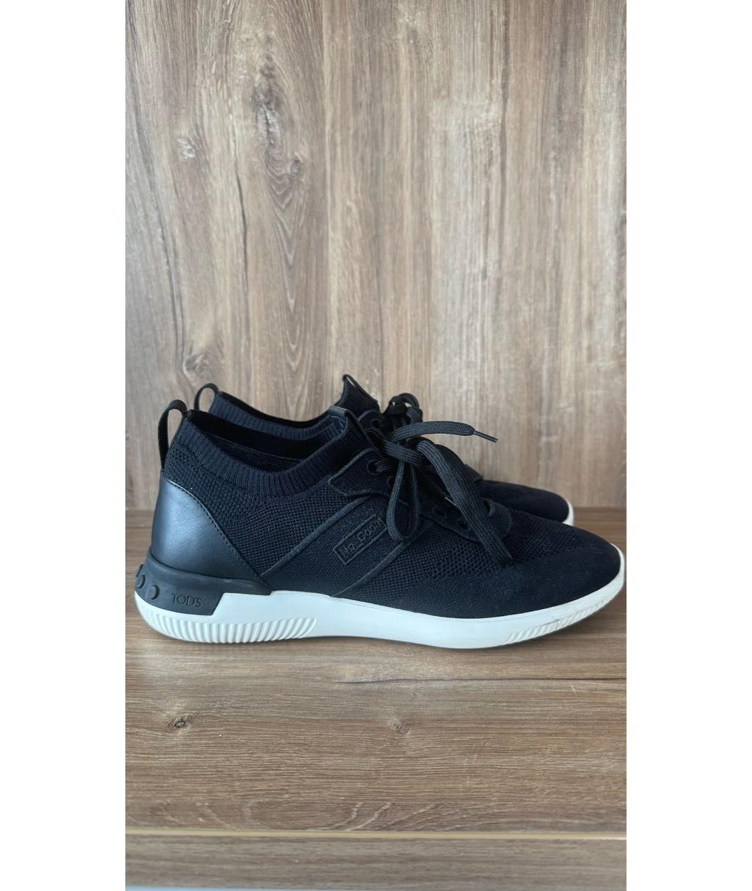 TOD'S Черные текстильные низкие кроссовки / кеды, фото 5