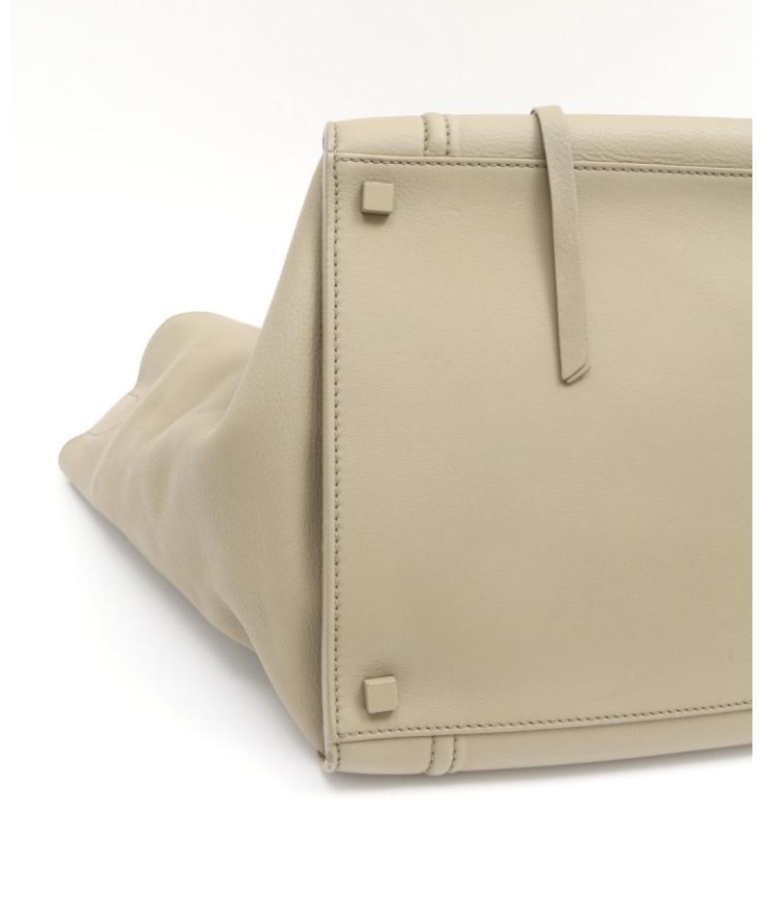 CELINE Бежевая кожаная сумка с короткими ручками, фото 9