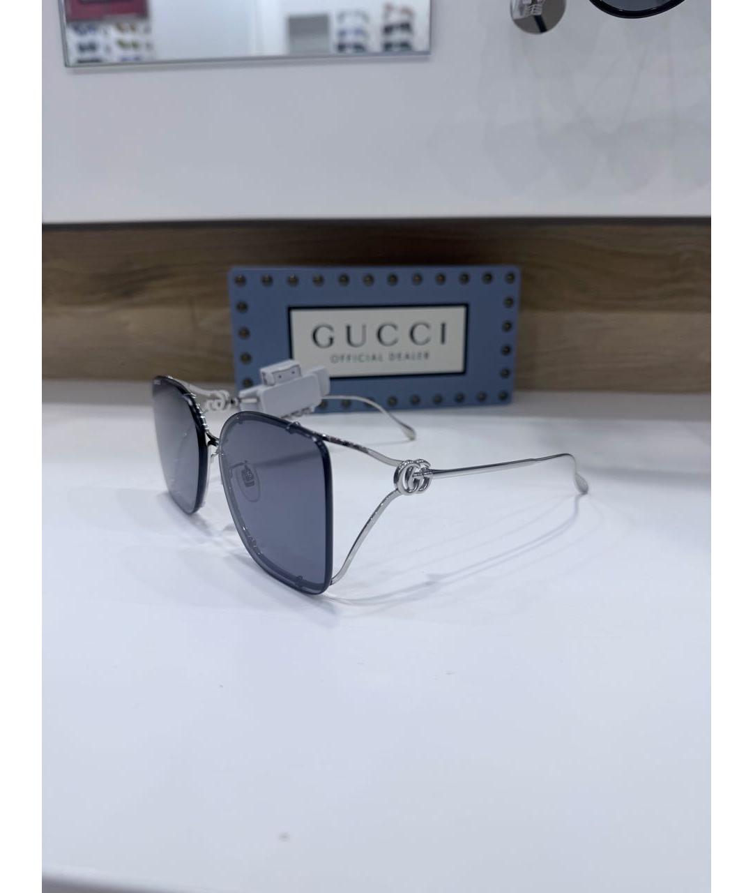 GUCCI Антрацитовые металлические солнцезащитные очки, фото 3