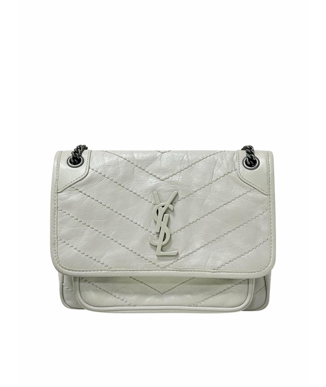 SAINT LAURENT Белая кожаная сумка через плечо, фото 1
