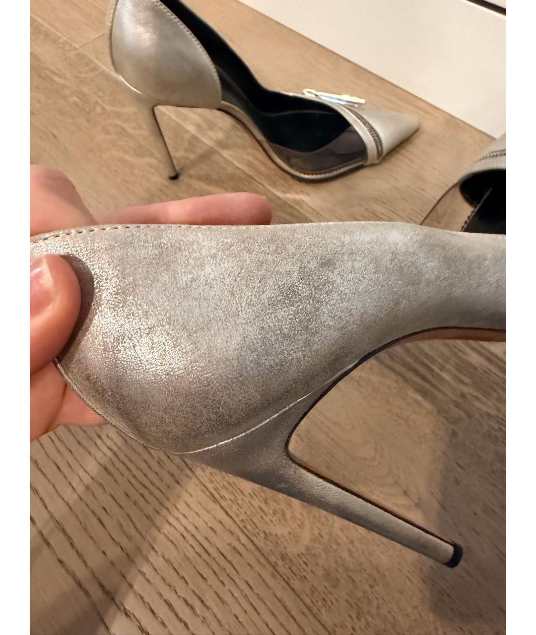 DSQUARED2 Серебряные кожаные туфли, фото 6
