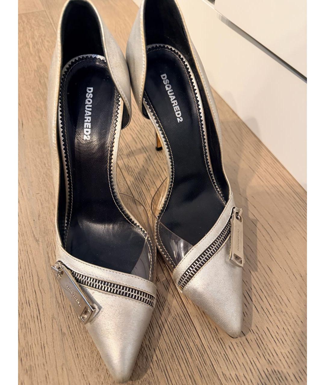 DSQUARED2 Серебряные кожаные туфли, фото 2