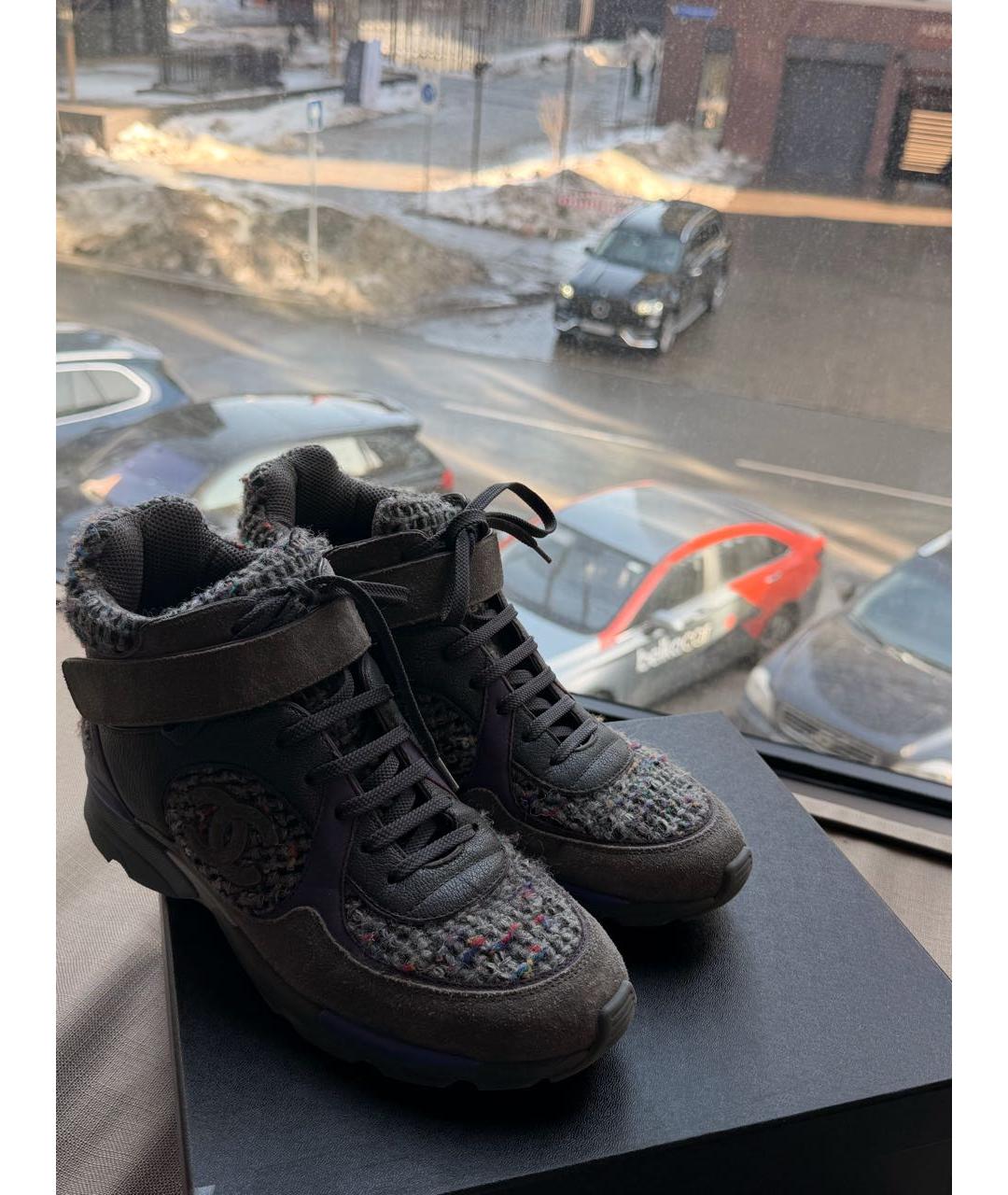 CHANEL Серые текстильные кроссовки, фото 6