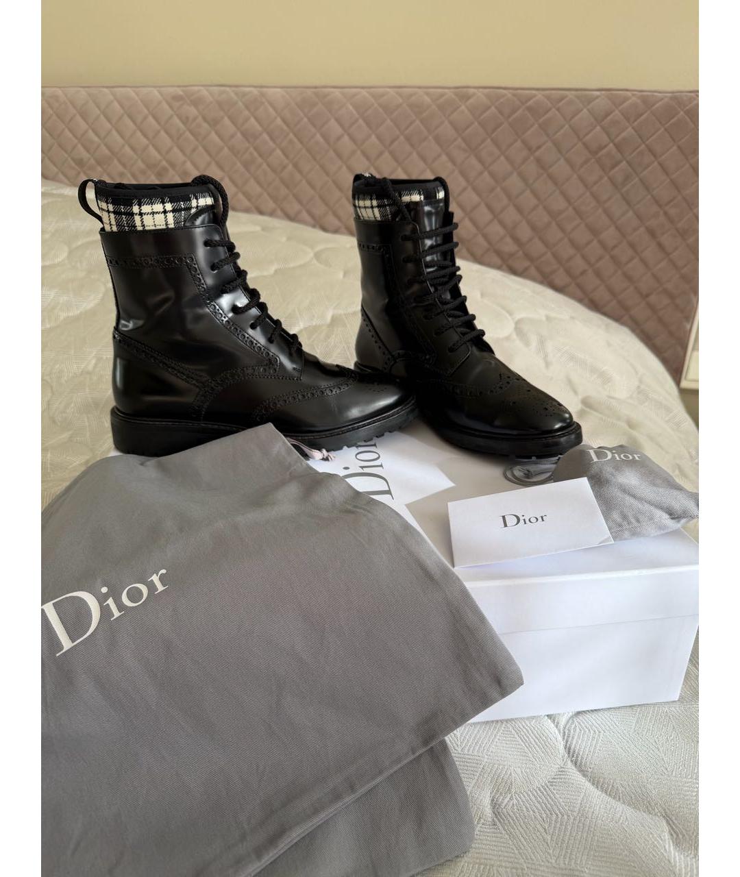 CHRISTIAN DIOR Черные кожаные ботинки, фото 5