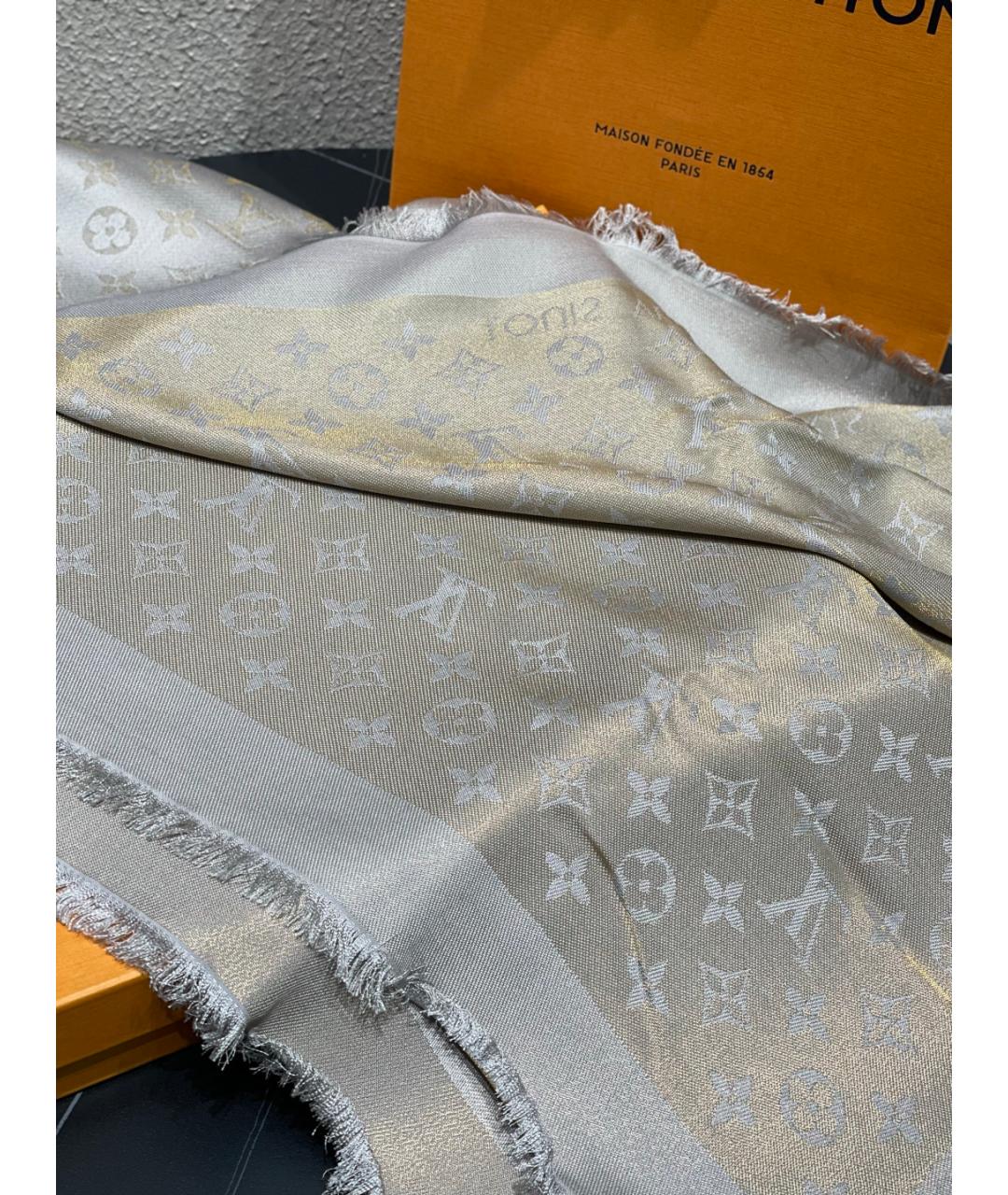 LOUIS VUITTON Серый платок, фото 4
