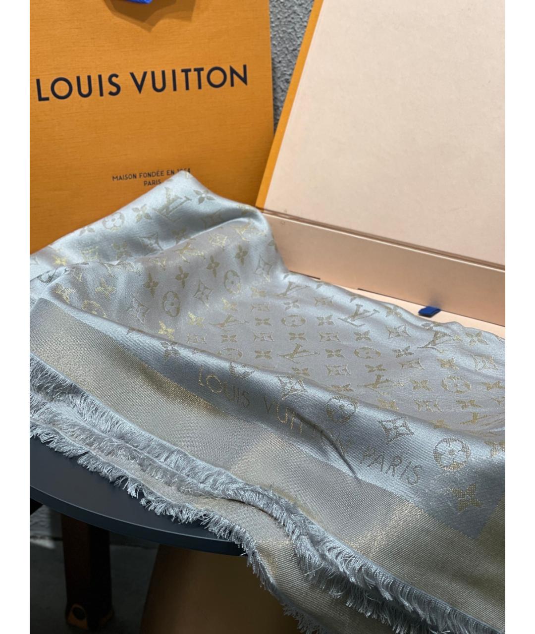 LOUIS VUITTON Серый платок, фото 5
