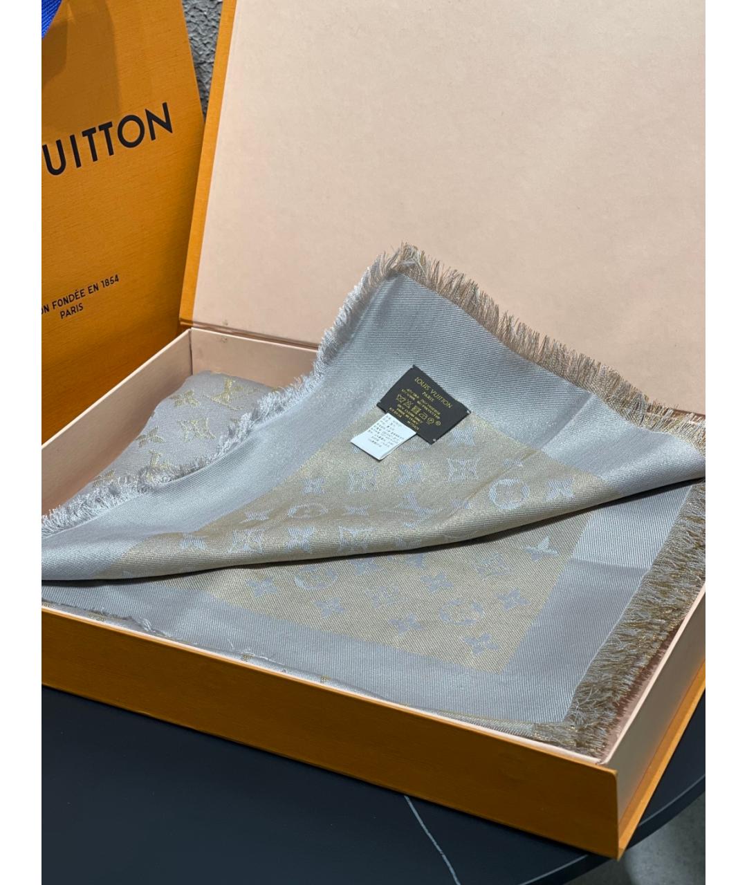 LOUIS VUITTON Серый платок, фото 7