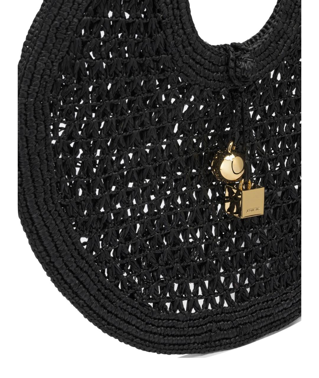 JACQUEMUS Черная пелетеная сумка тоут, фото 4