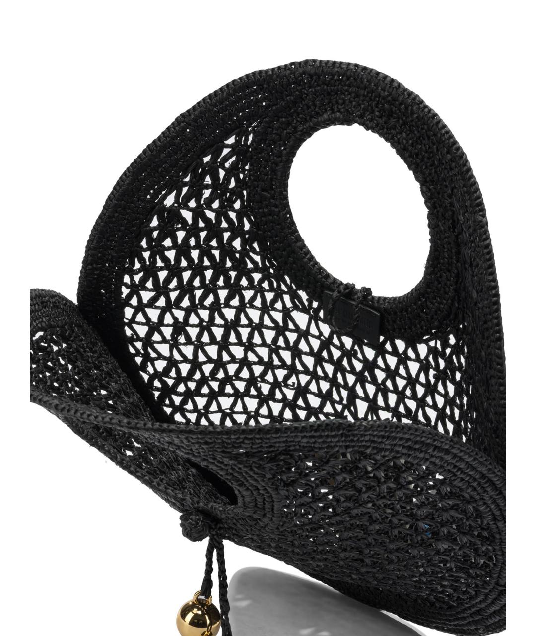 JACQUEMUS Черная пелетеная сумка тоут, фото 5