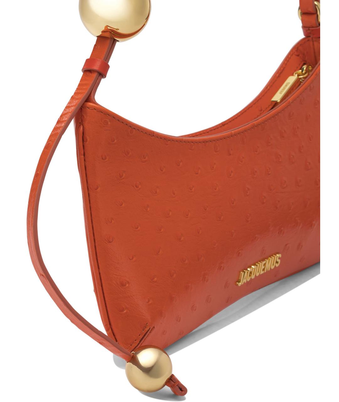 JACQUEMUS Оранжевая кожаная сумка с короткими ручками, фото 4