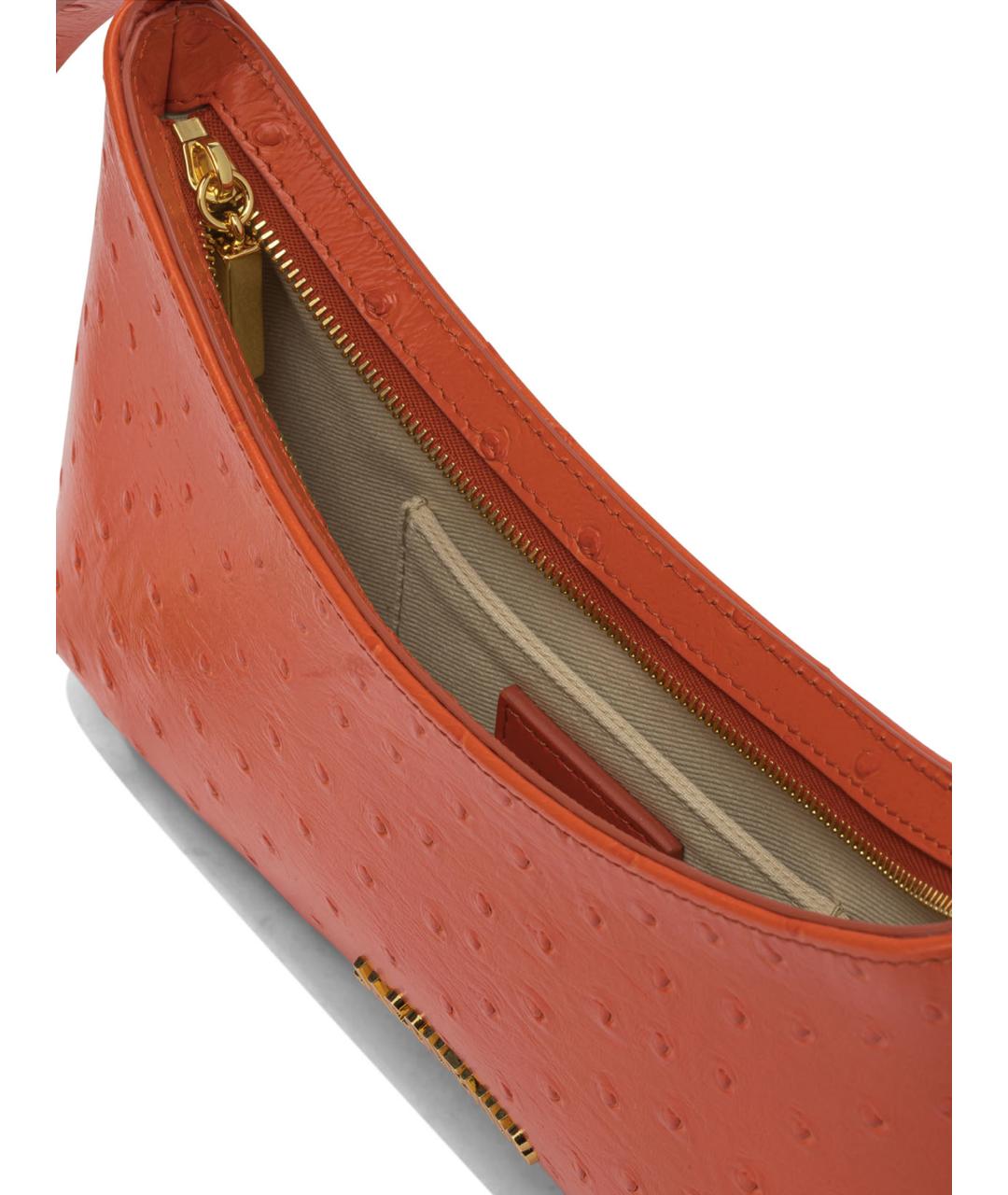 JACQUEMUS Оранжевая кожаная сумка с короткими ручками, фото 5