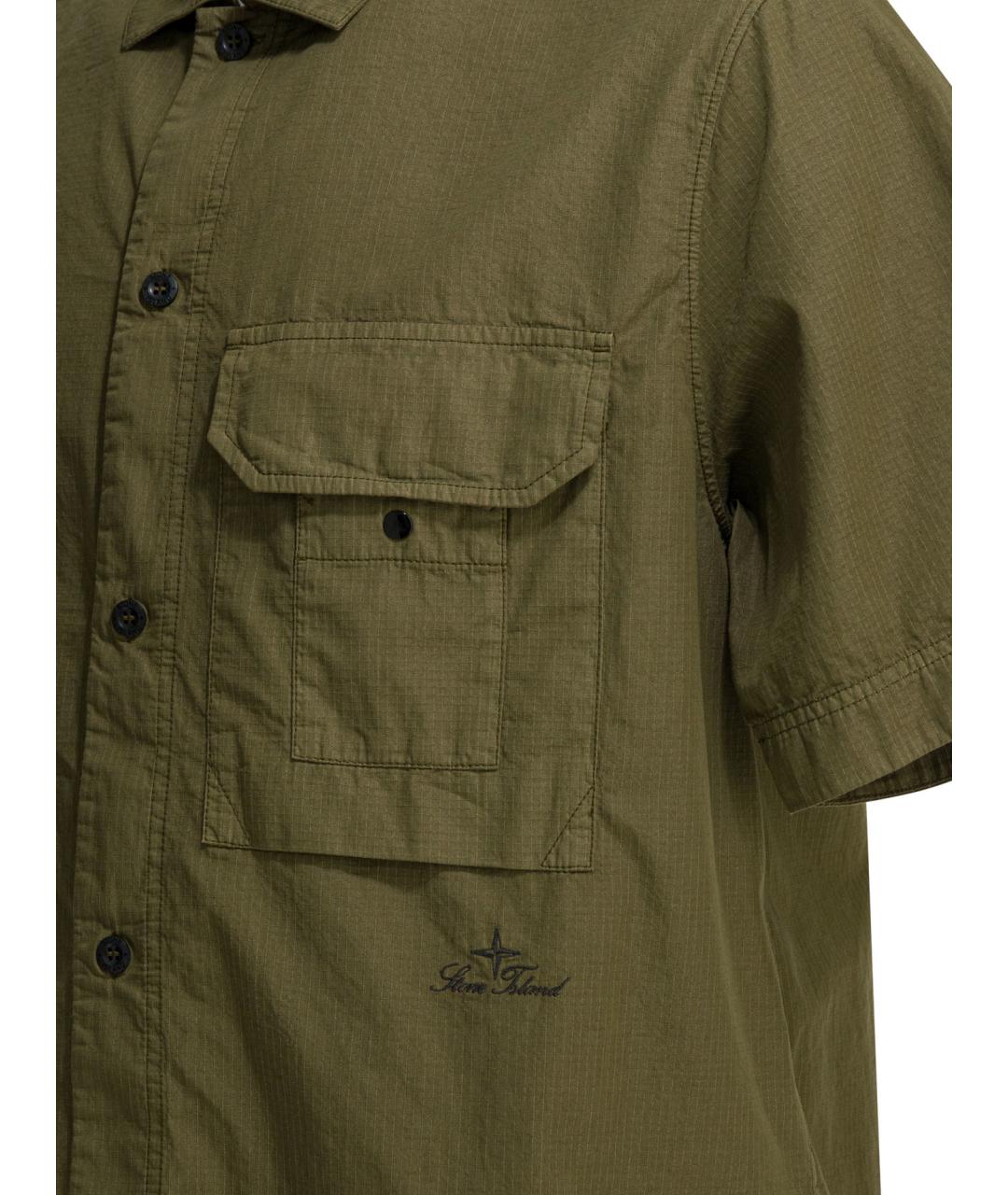 STONE ISLAND Зеленая хлопковая кэжуал рубашка, фото 4