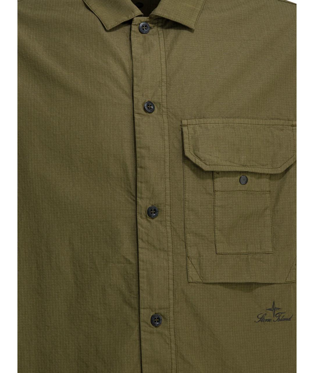 STONE ISLAND Зеленая хлопковая кэжуал рубашка, фото 3