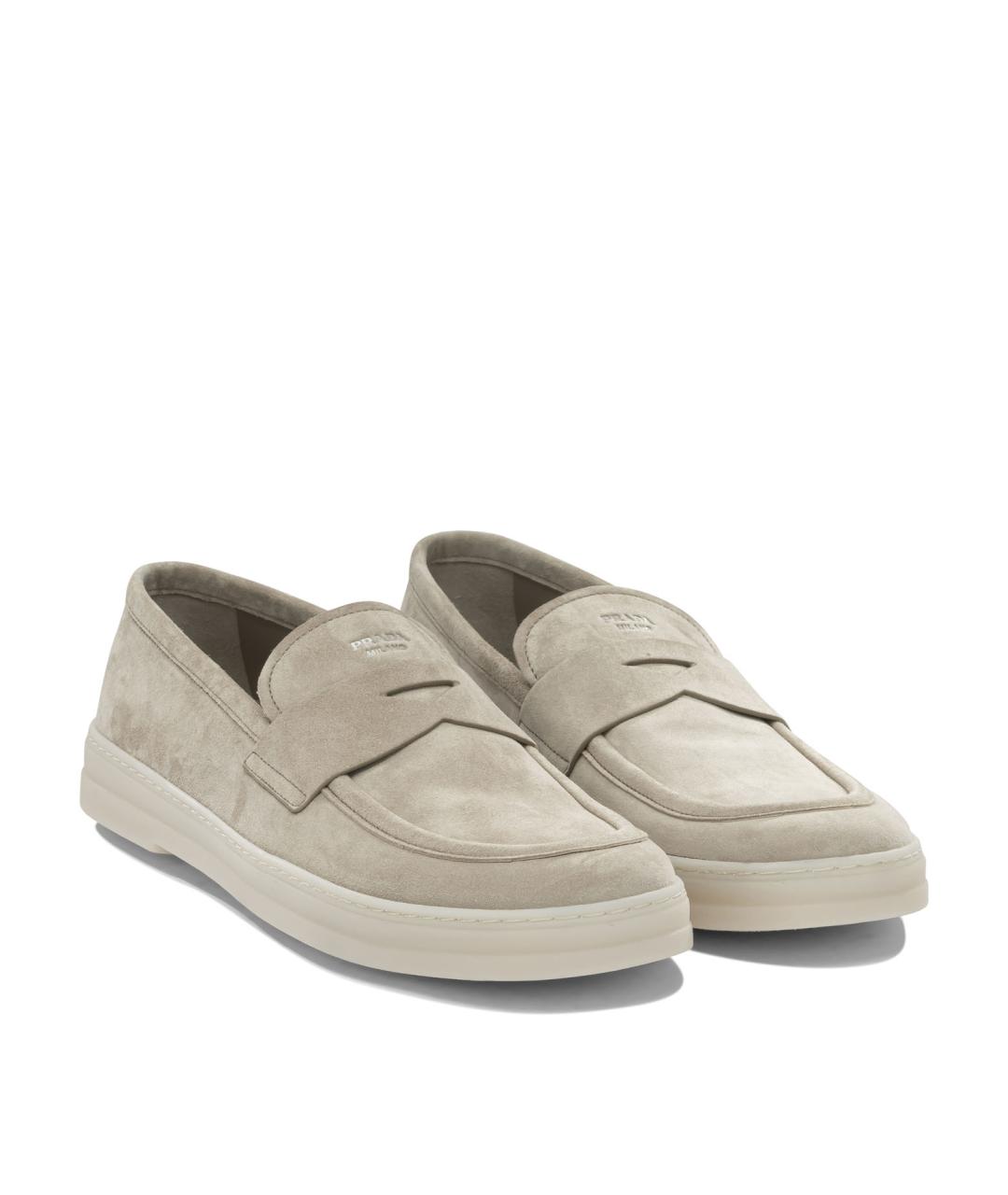 PRADA Бежевые замшевые лоферы, фото 2
