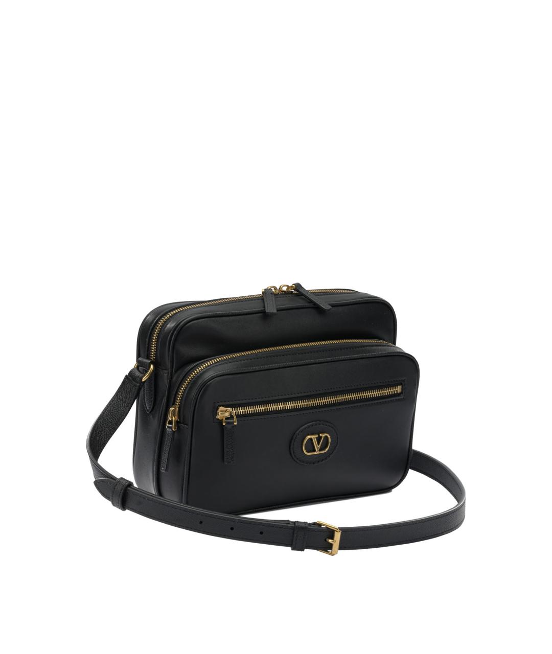 VALENTINO Черная кожаная сумка через плечо, фото 2