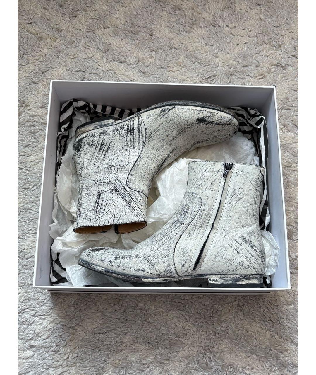 MAISON MARGIELA Белые кожаные высокие ботинки, фото 6