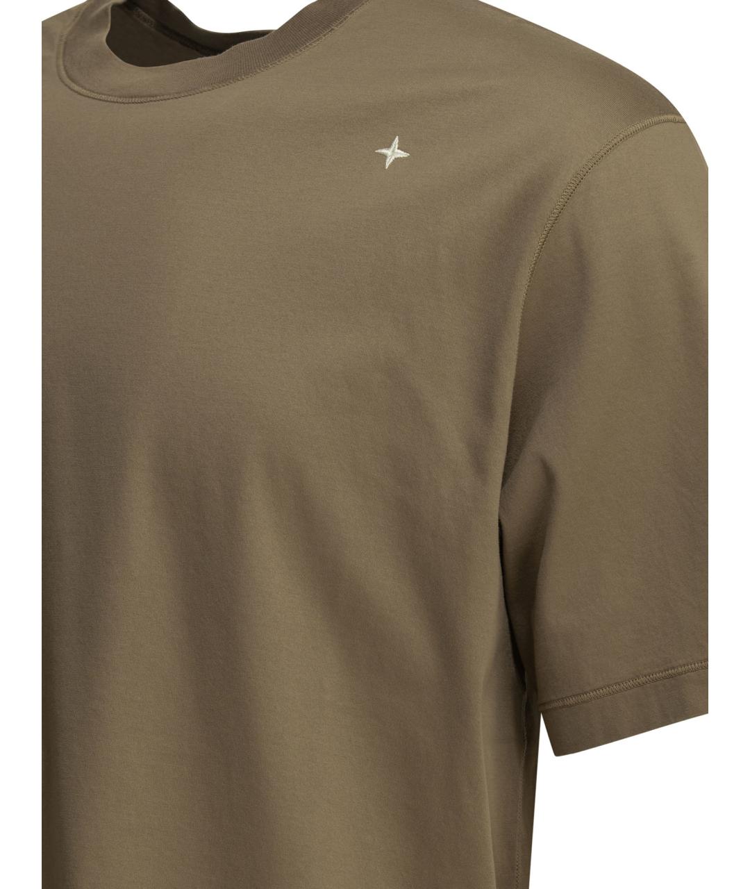 STONE ISLAND Коричневая хлопковая футболка, фото 4