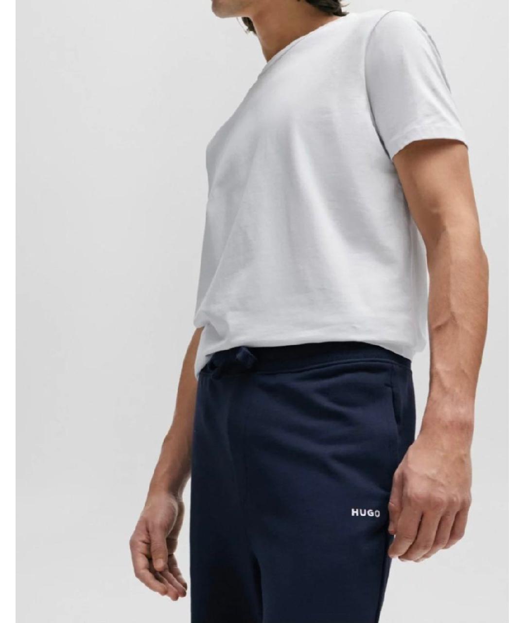 HUGO Темно-синие хлопковые повседневные брюки, фото 4