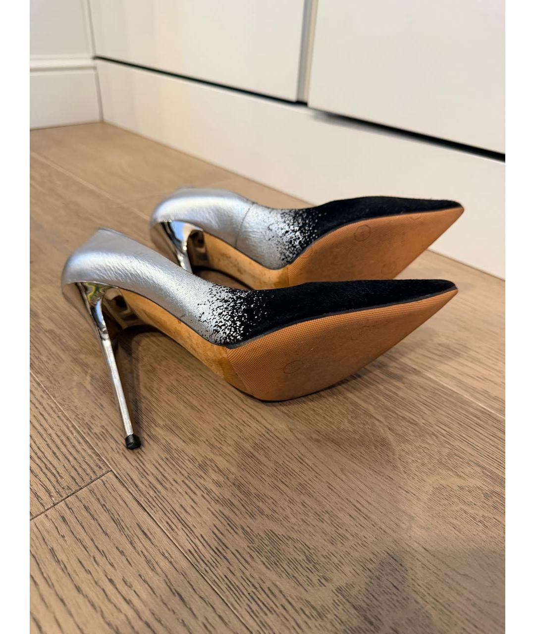 JIMMY CHOO Серебряные замшевые туфли, фото 6