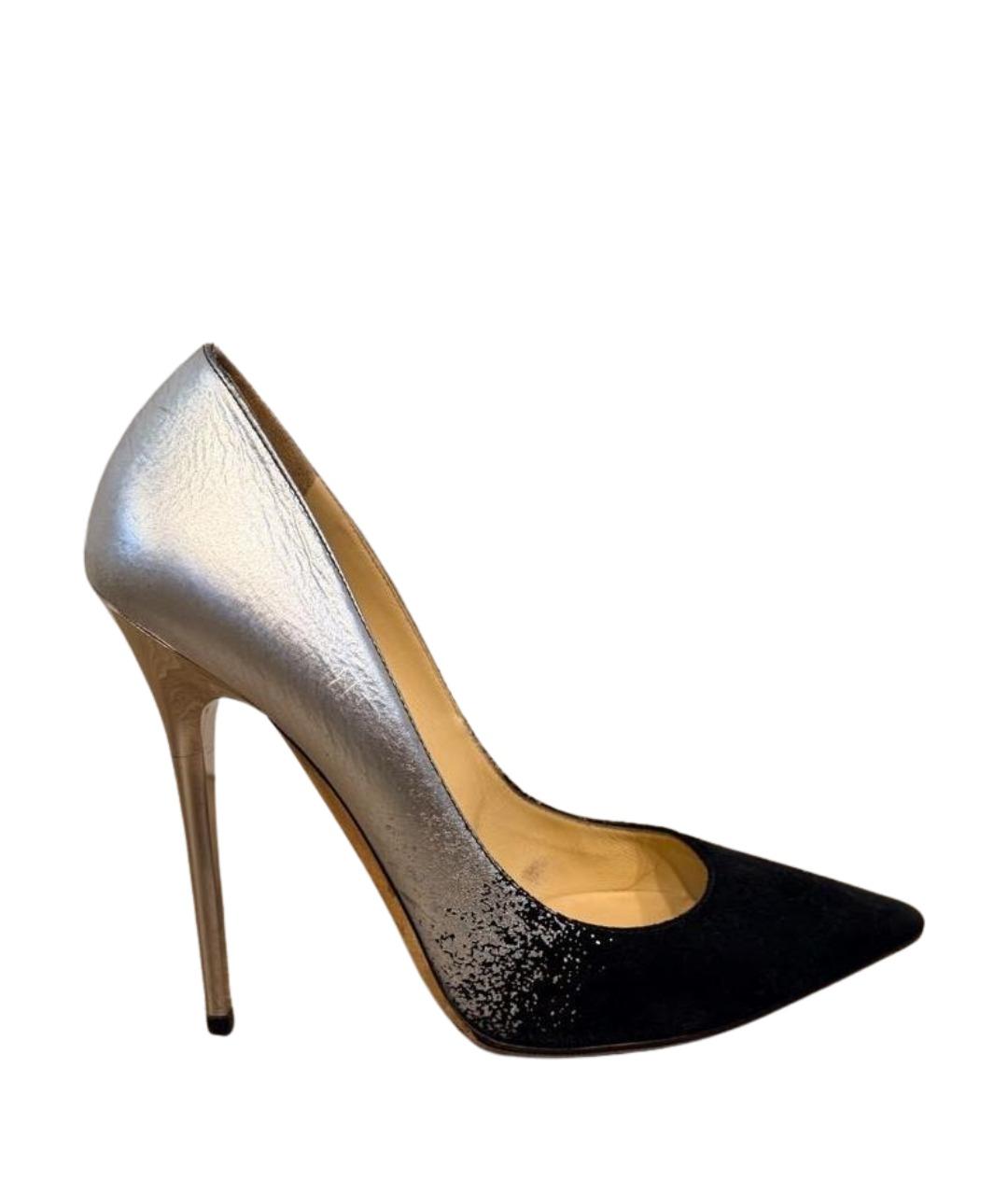 JIMMY CHOO Серебряные замшевые туфли, фото 1