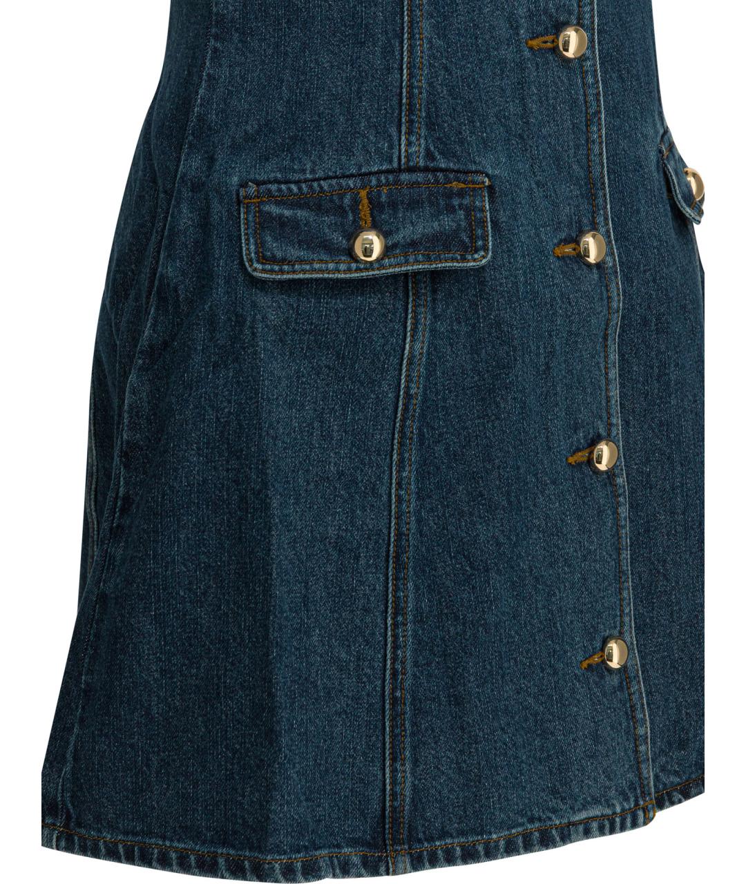 SELF-PORTRAIT Синее хлопковое повседневное платье, фото 4