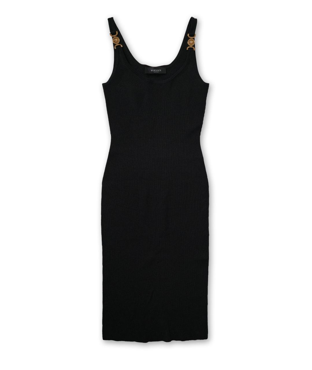 VERSACE Черное вискозное повседневное платье, фото 4