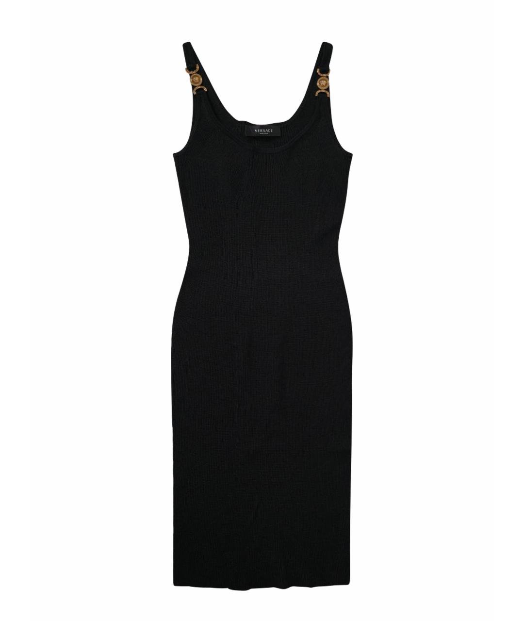 VERSACE Черное вискозное повседневное платье, фото 1