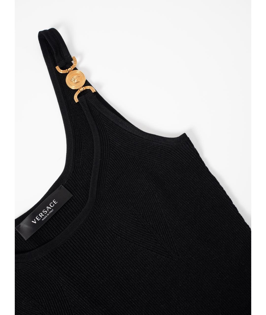 VERSACE Черное вискозное повседневное платье, фото 3