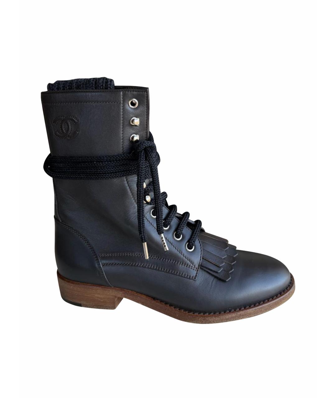 CHANEL Коричневые кожаные ботинки, фото 1