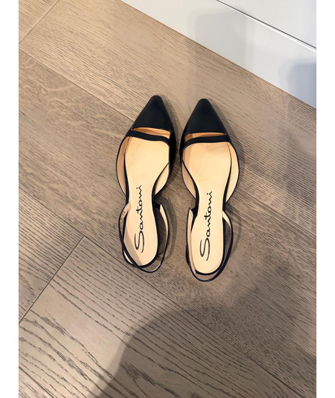 SANTONI Черные кожаные туфли, фото 3