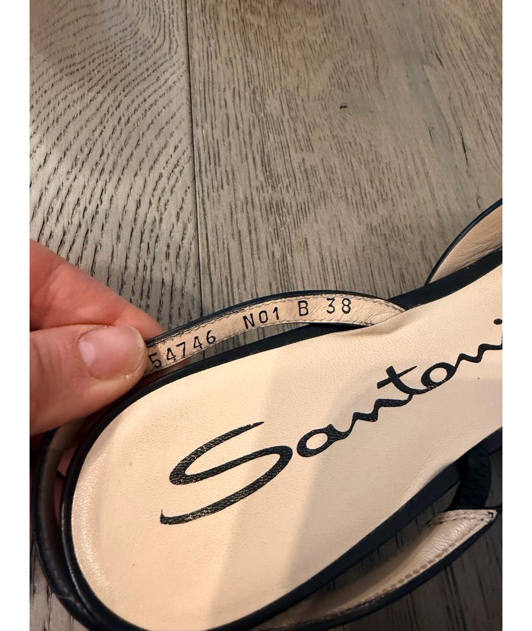 SANTONI Черные кожаные туфли, фото 5