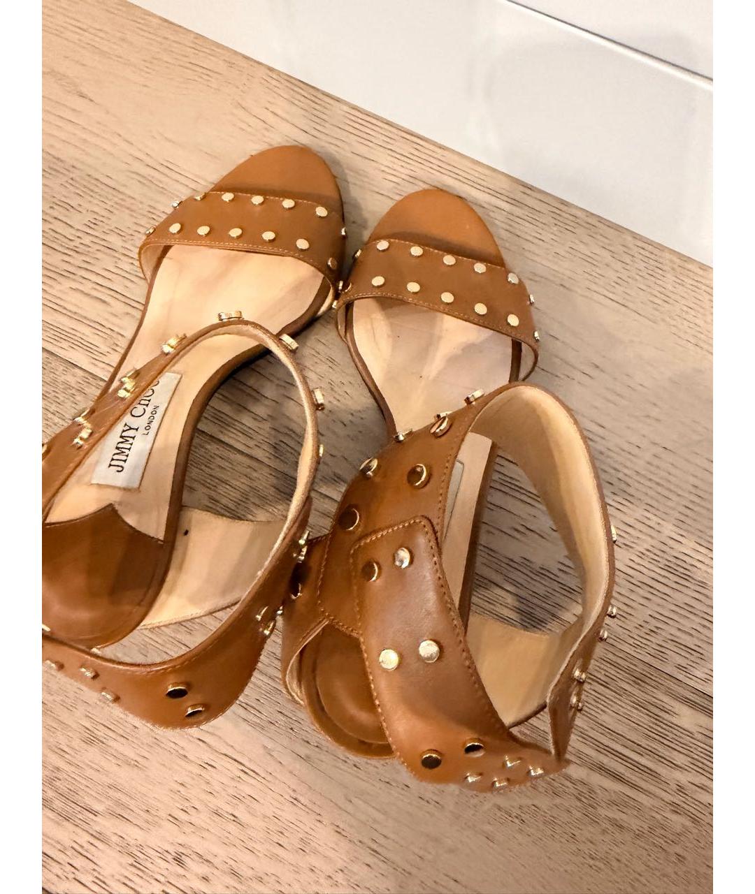 JIMMY CHOO Коричневые кожаные босоножки, фото 2