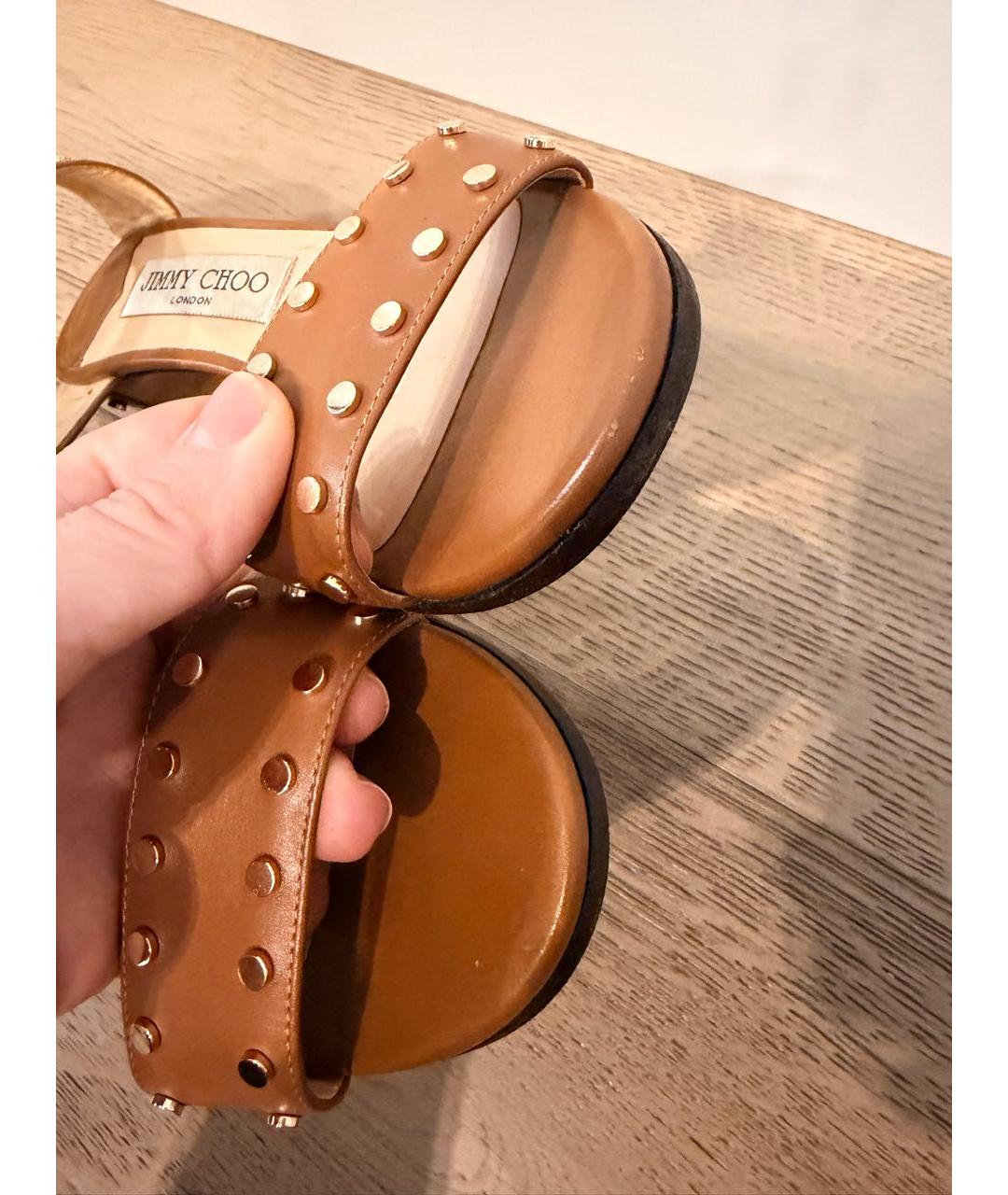 JIMMY CHOO Коричневые кожаные босоножки, фото 3