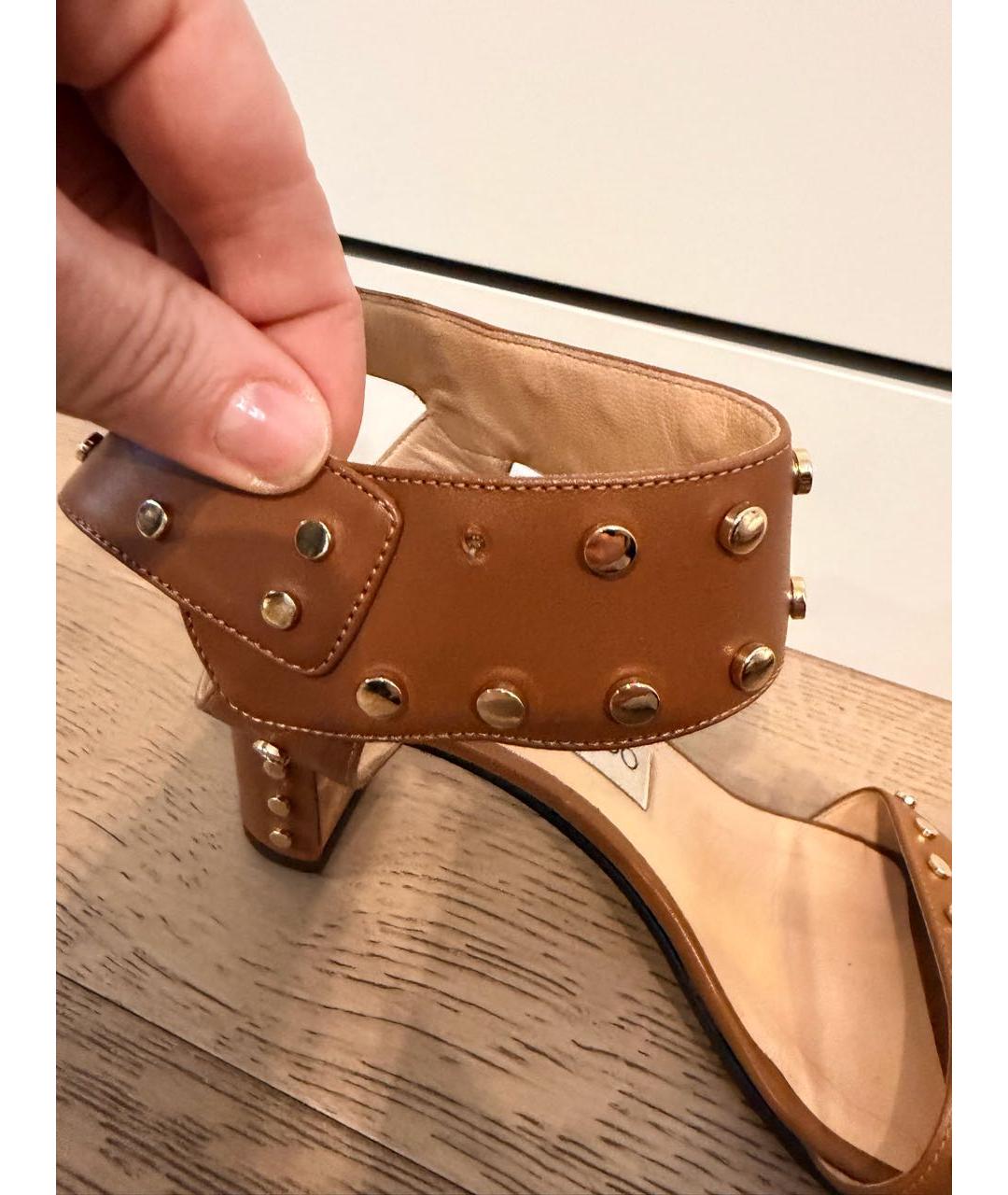 JIMMY CHOO Коричневые кожаные босоножки, фото 5