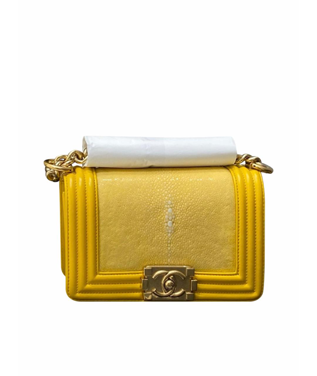 CHANEL Желтая кожаная сумка через плечо, фото 1