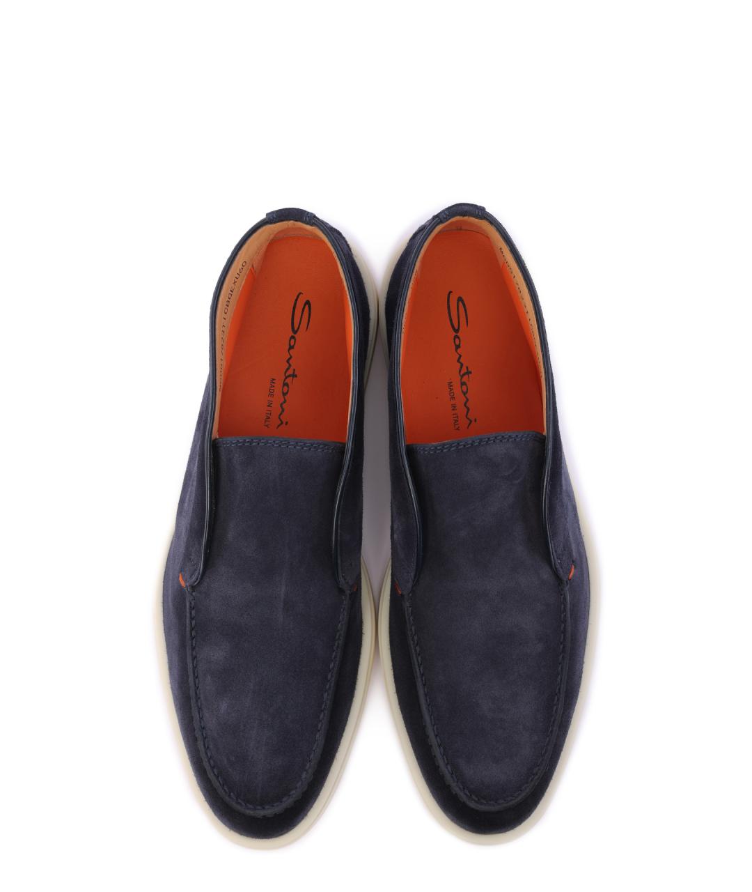 SANTONI Синие замшевые лоферы, фото 5