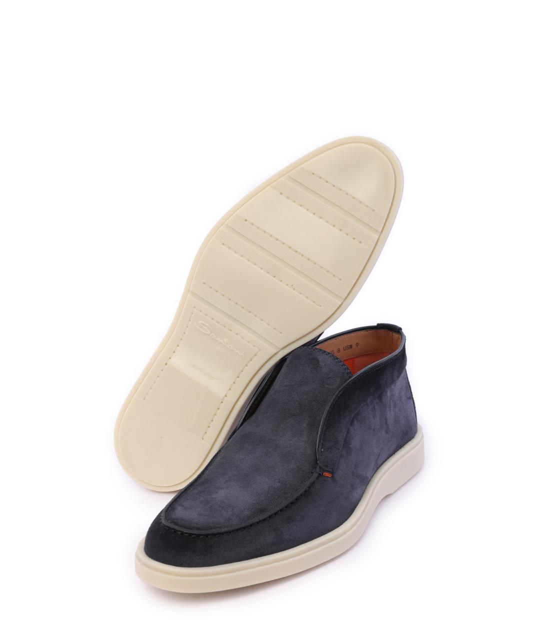 SANTONI Синие замшевые лоферы, фото 6