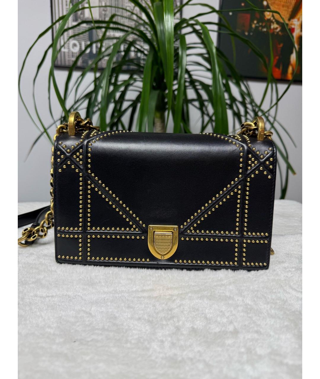 CHRISTIAN DIOR Черная кожаная сумка через плечо, фото 7