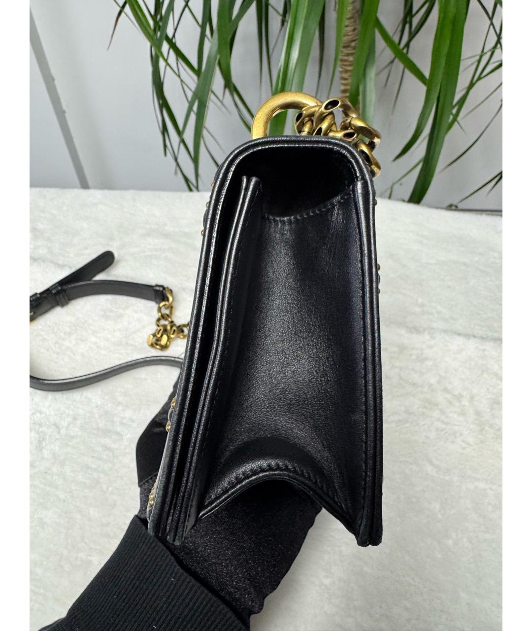CHRISTIAN DIOR Черная кожаная сумка через плечо, фото 3